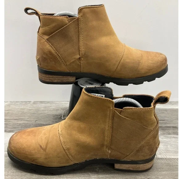 Sorel Emelie Chelsea Waterproof Leather Boots Brown NL2671-224 Womens 8.5 - Picture 2 of 7
